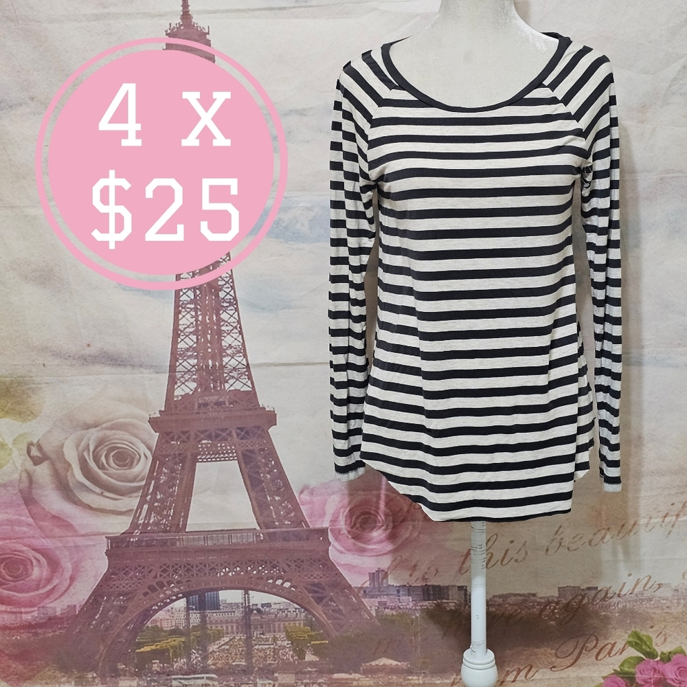 American Eagle Outfitters Black and Cream Striped Top